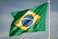Flag of Brazil hoisted