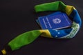 Flag of the brazil and wallet of work with the inscripition, min
