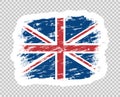 Flag of Britain color abstract. UK grunge brush. Template sticker. Object isolated on a transparent background.