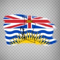 Flag of  British Columbia from brush strokes. Blank map of British Columbia. Canada. High quality map of British Columbia and flag Royalty Free Stock Photo