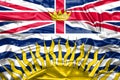 Flag of British Columbia state of Canada on soft and smooth silk texture