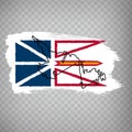 Flag of Newfoundland and Labrador from brush strokes. Blank map of Newfoundland and Labrador. Canada. High quality map of Newfoun