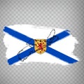 Flag of Nova Scotia from brush strokes. Blank map of Nova Scotia Province. Canada. High quality map of Nova Scotia