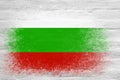 Flag of Bulgaria. Flag painted on a white plastered brick wall. Brick background. Copy space. Textured background Royalty Free Stock Photo