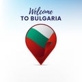 Flag of Bulgaria in shape of map pointer or marker. Welcome to Bulgaria. Vector.