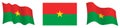 Flag of Burkina Faso in static position and in motion, fluttering in wind in exact colors and sizes, on white background