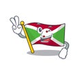 Flag burundi Character cartoon style with two fingers