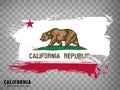 Flag of California from brush strokes. United States of America. Waving Flag of State California on transparent background Royalty Free Stock Photo