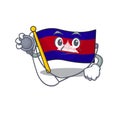 Flag cambodia cartoon with in doctor character