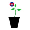 Flag of Cambodia in emoji design growing up as sapling in vase, Cambodia emogi tree flag