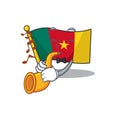 Flag cameroon mascot isolated with cute with trumpet