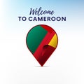 Flag of Cameroon in shape of map pointer or marker. Welcome to Cameroon. Vector illustration. Royalty Free Stock Photo
