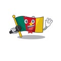 Flag cameroon singing mascot isolated with cute