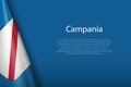 flag Campania, region of Italy, isolated on background with copy