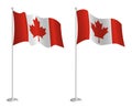 Flag of Canada on flagpole waving in the wind. Holiday design element. Checkpoint for map symbols. Isolated vector on white Royalty Free Stock Photo