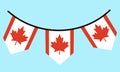 Flag of Canada. Garland on a rope with red maple leaves. Country symbol icon isolated. State sign, official banner. Festive