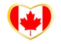 Flag of Canada in heart shape, golden frame Royalty Free Stock Photo