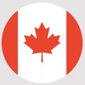 Flag of Canada isolated in circle shape. Royalty Free Stock Photo