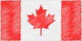 Flag Canadian pencil drawing vector illustration. Vector flag. Using for decoration works. Flag of Canada