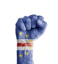 Flag of Cape Verde painted on human fist like victory symbol Royalty Free Stock Photo