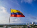 Flag at Castillo de San Felipe de Barajas castle in Cartagena de Indias, Colombia.