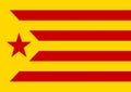 Glossy glass flag of Catalan nationalism in Spain