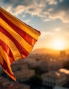 Flag of Catalonia. Concept Diada, Catalonia Day September 11th. Generative AI. Royalty Free Stock Photo