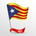 Flag of Catalonia with a red ribbon Referendum on the independence of Catalonia Background Vector