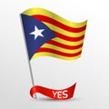 Flag of Catalonia with a red ribbon Referendum on the independence of Catalonia Background Vector