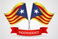 Flag of Catalonia with a red ribbon Referendum on the independence of Catalonia Background Vector