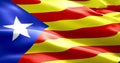 Flag of catalonia yellow and red strip with star waving texture fabric background, national catalan symbol vote for separatism