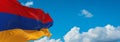 flag of Caucasus Armenian peoples Armenians at cloudy sky backgr