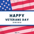 Flag in celebration for thank you Veterans Day kawaii doodle flat vector illustration Premium