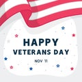 Flag in celebration for thank you Veterans Day kawaii doodle flat vector illustration Premium