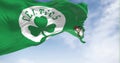 Flag of Celtics Boston waving in the wind on a clear day