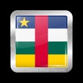 Flag of Central African Republic. Glossy and Metal Icon Square Shape. Vector