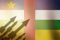 Flag Central African Republic with  missiles in the background Royalty Free Stock Photo