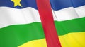 The flag of Central African Republic. Waving silk flag of Central African Republic. High quality render. 3D illustration