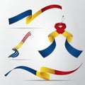 Flag of Chad. 11th of August. Set of realistic wavy ribbons in colors of chadian flag. Independence day. National symbol