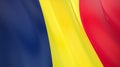 The flag of Chad. Waving silk flag of Chad. High quality render. 3D illustration