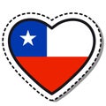 Flag Chile heart sticker on white background. Vintage vector love badge. Template design element. National day.