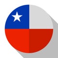 Flag Chile - round flatstyle button with a shadow.