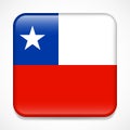 Flag of Chile. Square glossy badge