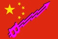 Flag of China and bitcoin arrow graph going up