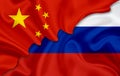 Flag of China and flag of Russia