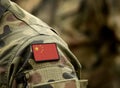 Flag of China on military uniform. Army, troops, soldiers. Collage