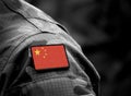 Flag Of China On Military Uniform. Army, Troops, Soldiers. Collage