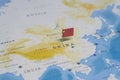 The flag of china in the world map Royalty Free Stock Photo