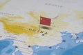 The flag of china in the world map Royalty Free Stock Photo