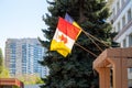 The flag of the city of Odessa and the flag of the state of Ukraine at the entrance to the administrative building Royalty Free Stock Photo